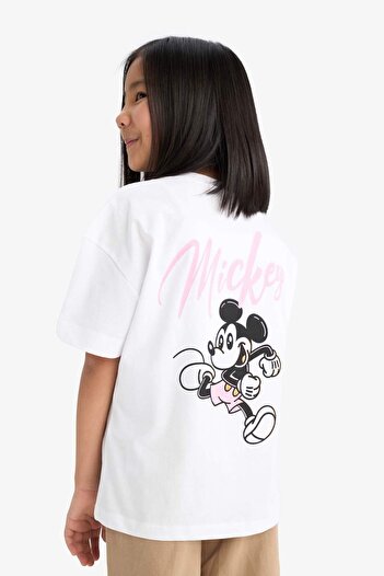 DeFacto Κοριτσίστικο μπλουζάκι Disney Mickey & Minnie Oversize με φαρδύ λαιμόκοψη με στάμπα με κοντό μανίκι E