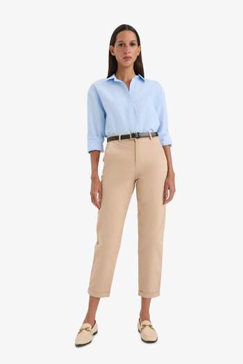 DeFacto Kalhoty Carrot Fit Gabardin s páskem, kapsami a vysokým pasem D7413AX25SM