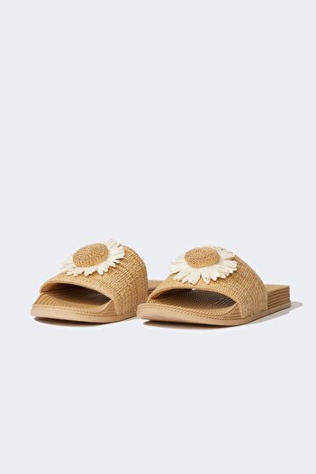 DeFacto Women's Floral Flat Sole Faux Leather Slippers D8973Ax25Sm