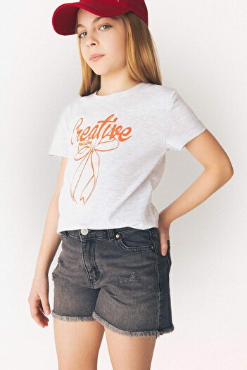 DeFacto Bedrucktes Kurzarm-T-Shirt mit Rundhalsausschnitt für Mädchen E5895A825SM