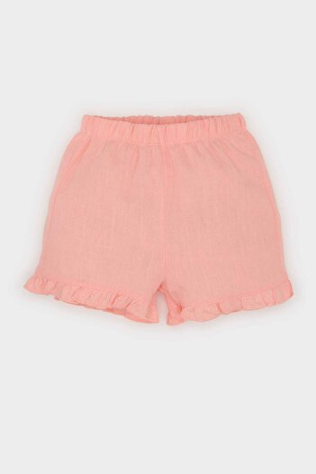 DeFacto 2-teiliges Set für Babys, Mädchen, geblümte, ausgestellte Popeline-Kurzarmbluse, Shorts mit elastischem Bund, E8453A525SM
