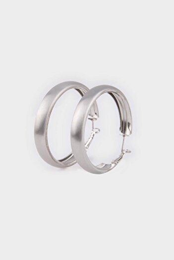 DeFacto Women's Matte Silver Hoop Earrings E8553Axns
