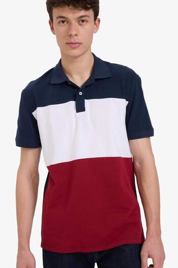 DeFacto 100% Cotton Regular Fit Polo Neck Color Block Short Sleeve T-Shirt D7940Ax25Sp