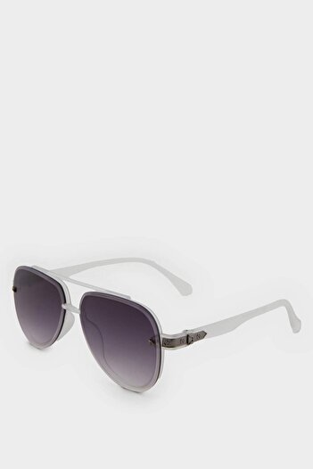 DeFacto Men's Oval Plastic Clear Frame Clear Glass Uv Sunglasses F0574Axns