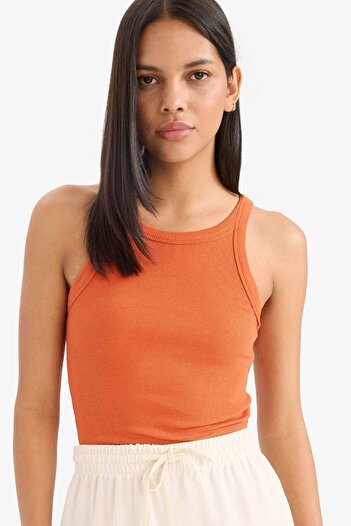 DeFacto Slim Fit Slim Fit Halter Neck Basic Plain Ribbed Camisole Undershirt E2176Ax25Sp