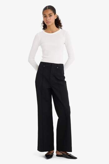 DeFacto Wide Leg Gabardine Fabric Palazzo Pants with Pockets High Waist Wide Leg F1649Ax25Sp