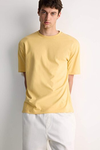 DeFacto 100% Cotton Boxy Fit Crew Neck Basic Plain Short Sleeve T-Shirt D6070Ax25Sp