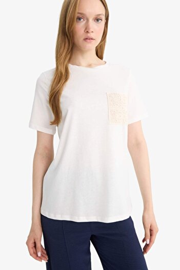 DeFacto   Regular Fit Crew Neck - Plain Combed Cotton Short Sleeve T-Shirt (F1152Ax25Sm)