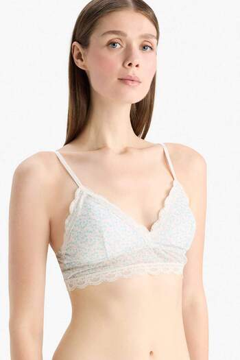 DeFacto Floral Patterned Removable Pad Lace Detailed Bra-Fall in Love E7032Ax25Sp