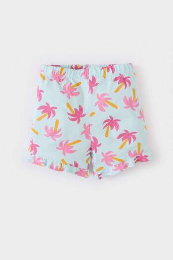 DeFacto 2-teiliges Set für Babys, Mädchen, kurzärmliges T-Shirt mit Blumenmuster, elastische Shorts an der Taille, E0689A525SM