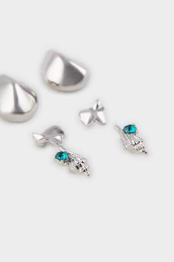 DeFacto Women's Antique 3-Piece Silver Earrings E4529Axns