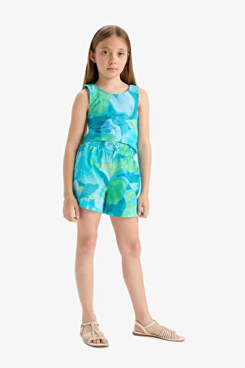 DeFacto Girl's Elastic Waist Patterned Cotton Shorts D7624A825Hs