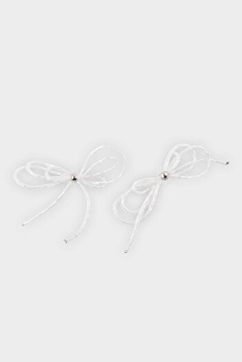 DeFacto White Women's Ribbon Earrings E6717Axns
