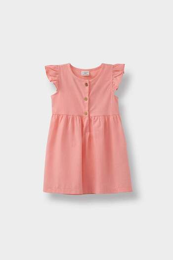 DeFacto Baby Girl Basic Plain Short Sleeve Flared Poplin Summer Dress Z7402A225Sm