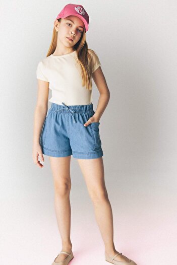 DeFacto Girl's Elastic Waist Pocketed Jean Shorts B6574A825Sm