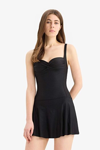DeFacto Regular Fit Skirted Swimsuit-Fall in Love Z4361Az25Sm