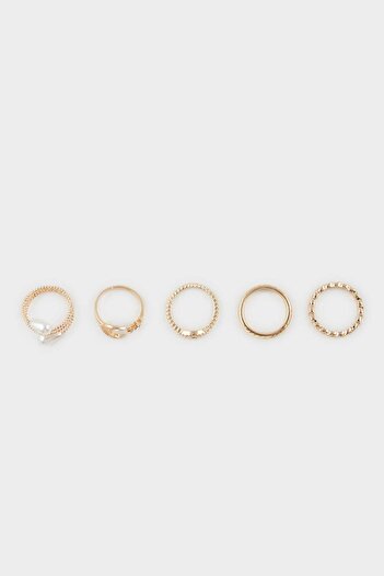DeFacto Women's 5-Piece Gold Ring E4577Axns