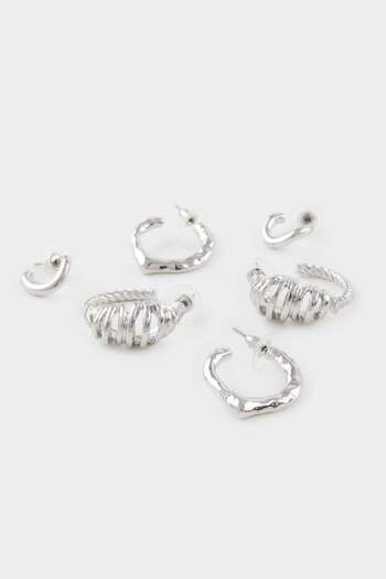 DeFacto Women's 6-Piece Silver Earrings E6709Axns