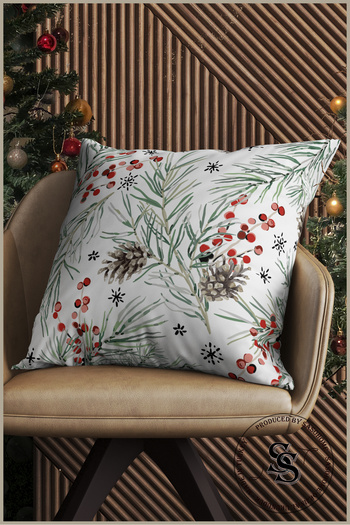 SasoHome Hawthorn and Pine Pines Patterned Digital Printed Throw Pillow Cover