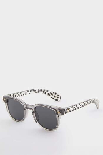 DeFacto Women's Round Black Plastic Frame Black Glass Uv Sunglasses F0610Axns
