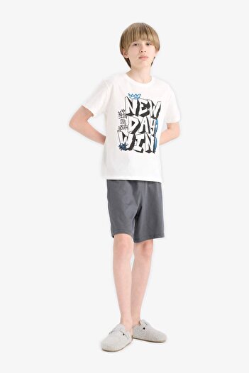 DeFacto Boys' 2-Piece Set Printed Short Sleeve T-Shirt Shorts E8827A825Sm