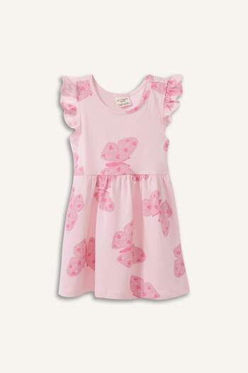 DeFacto Kurzärmliges Sommerkleid mit Schmetterlingsmuster für Babys, Mädchen, A0136A525SM