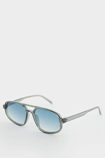 DeFacto Women's Green Plastic Frame Green Glass Oval Uv Sunglasses F0594Axns