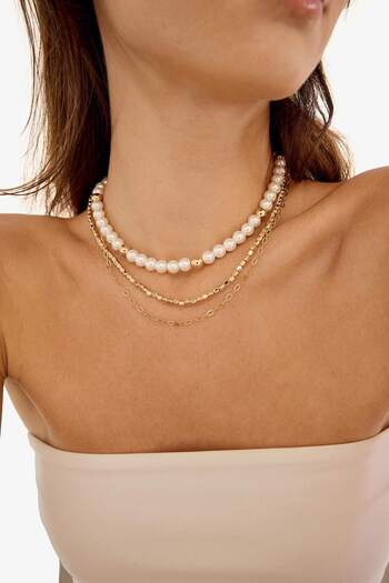 DeFacto Women's 3-Piece Gold Necklace E4528Axns