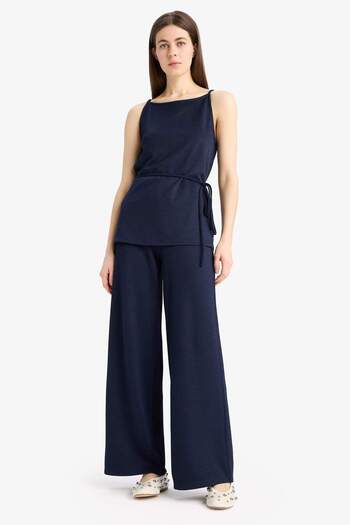 DeFacto Wide Leg Basic Plain Pique Wide Leg Trousers E5784Ax25Sp