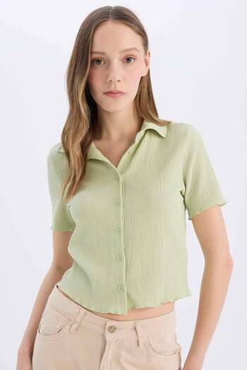 DeFacto Cool Fitted Wrap Short Sleeve Shirt D4520Ax25Sm