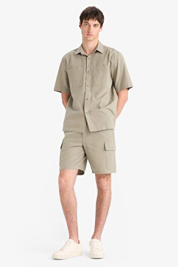 DeFacto 100% Cotton Relax Fit Summer Pocket Short Sleeve Black Shirt E4943Ax25Sp