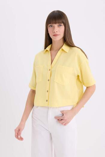 DeFacto Boxy Fit Basic Düz Kısa Kollu Gömlek V2523AZ25SP