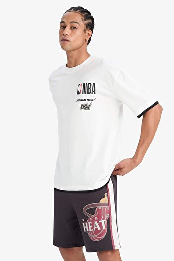 DeFacto DeFactoFit NBA Miami Heat Oversize Φαρδιά Μπλουζάκι με κοντό μανίκι με στάμπα στην πλάτη D9866AX2