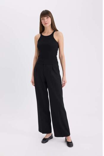 DeFacto Slim Fit Slim Fit Halter Collar Basic Απλό Σχέδιο Καμισόλα Μονόχρωμο E2176AX25SP