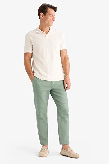 DeFacto %100 Pamuk Yazlık Jogger Pantolon Regular Fit Normal Kesim Keten Görünümlü Düz Paça Cepli B4138AX25S