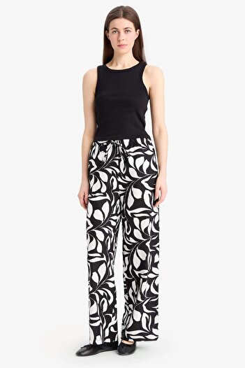 DeFacto Wide Leg Poplin Kumaş Palazzo Pantolon Yüksek Bel Uzun Boy Geniş Paça E9907AX25SM