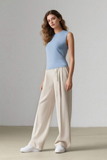 DeFacto Afra X Wide Leg Fabric Palazzo Pants Three Pockets Regular Waist Standard Length E5970Ax25Sp