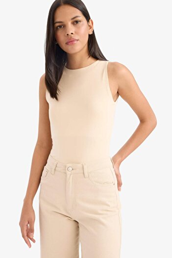 DeFacto Slim Fit Dar Kesim Halter Yaka Çıtçıtlı Body F0075AX25SP