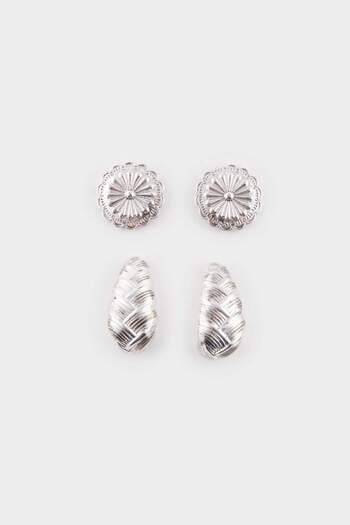 DeFacto Women's 2-Piece Silver Earrings E4534Axns