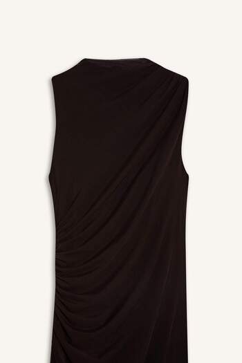 DeFacto Bodycon Body-Hugging Half Turtleneck Basic Plain Tulle Sleeveless Maxi Evening Dress C3519Ax25Sp