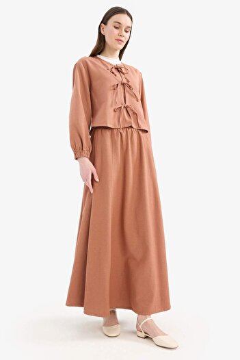 DeFacto A-Line Linen Blend Maxi Hijab Skirt E5371Ax25Sp