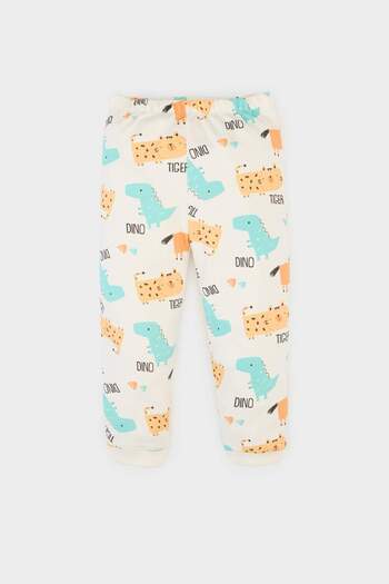 DeFacto Baby Boys Pajama Set - Long Sleeve Top with Pattern Elastic Waist Long Bottom
