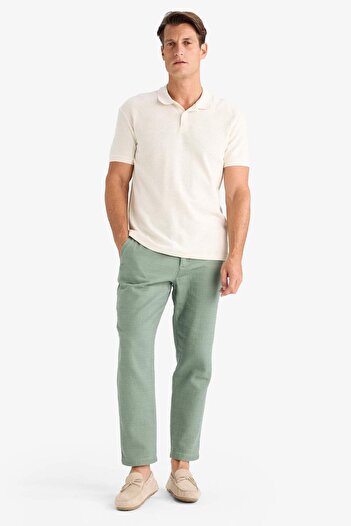 DeFacto %100 Pamuk Yazlık Jogger Pantolon Regular Fit Normal Kesim Keten Görünümlü Düz Paça Cepli B4138AX25S