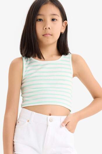 DeFacto Girl's Crew Neck Striped Undershirt Z7814A625Hs