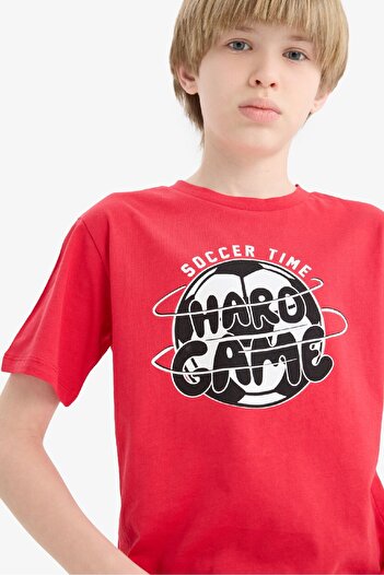 DeFacto Boy's Crew Neck Printed Short Sleeve T-Shirt F0178A825Sm