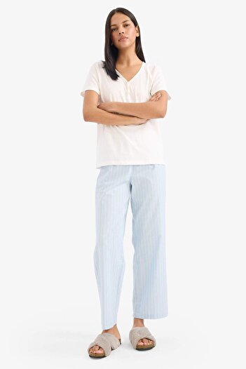 DeFacto Uzun Boy Poplin Pijama Altı-Fall in Love E7653AX25SP
