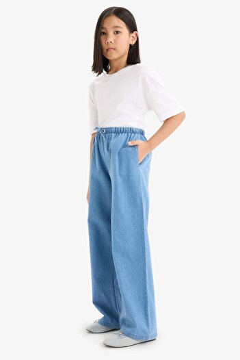 DeFacto Kız Çocuk Wide Leg Geniş Paça Jean Pantolon D7101A825SM
