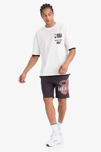 DeFacto DeFactoFit NBA Miami Heat Oversize Широкий крій Велосипедний комір З принтом на спині Короткий рукав Футболка D9866AX2