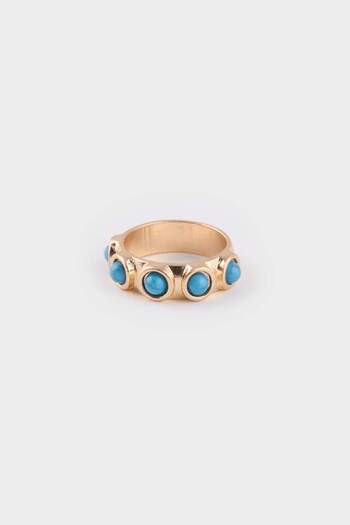 DeFacto Women's Blue Stone 3-Piece Gold Ring E4532Axns