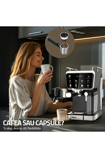 Samus Espressor Cafe Luxe 20 K, Cafea macinata sau capsule, 8 tipuri de bauturi